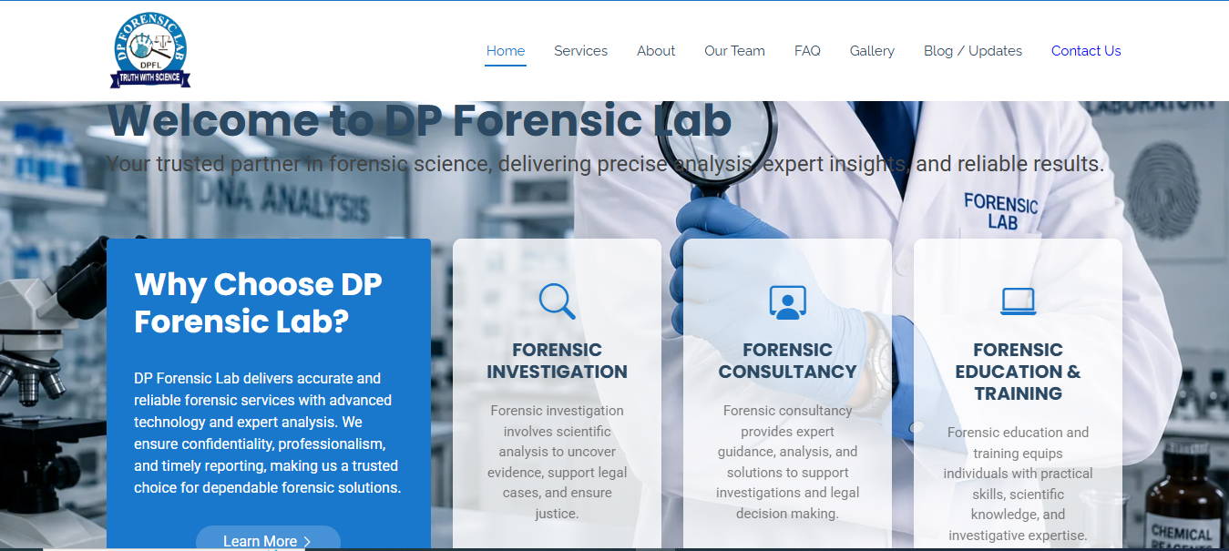Dp Forensic Lab Website Development Project by Galexy IT Solution